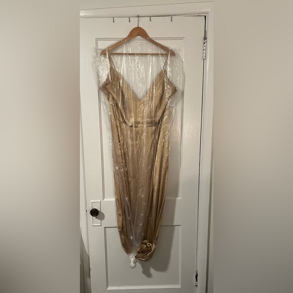 Galina Signature Charmeuse Deep V-Neck A-Line Bridesmaid Dress - Picture 5 of 6